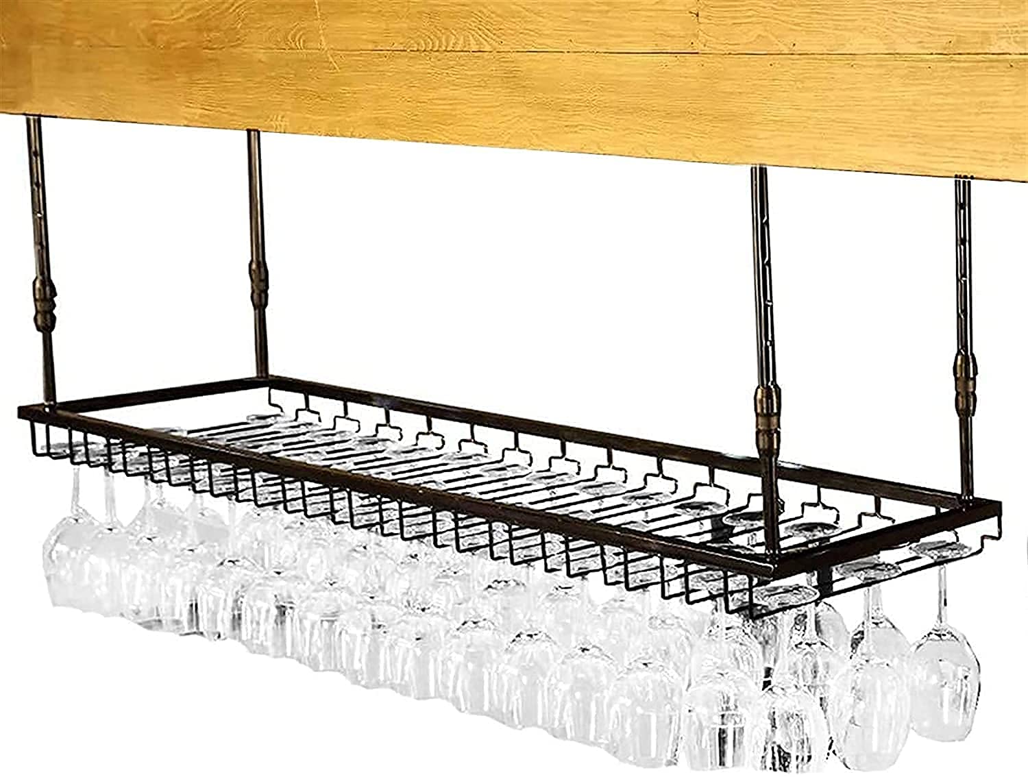Bouteille de vin et support suspendu noir 90 cm au design élégant pour salon