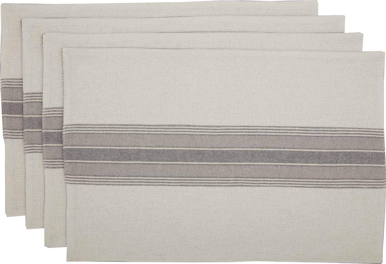 Gray Gables Striped Placemats, Set of 4 Table Mats, Grain Sack Stripe Farmhouse Vintage Country Cottage Kitchen Décor