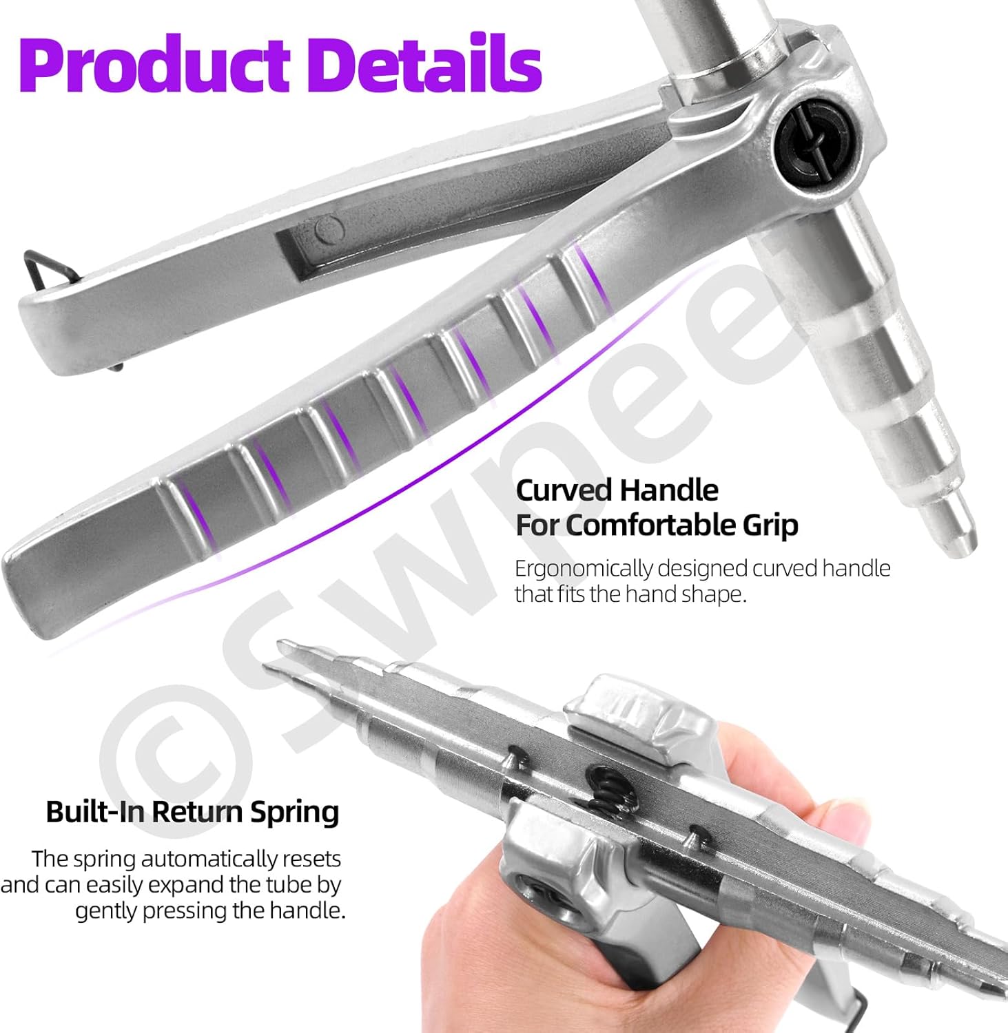Swpeet 7Pcs Copper Pipe Tube Expander Tool with 1/4'' 3/8'' 1/2'' 5/8'' 3/4'' 7/8'' Expander Drill Bit Assortment Kit, Hand Expanding Tool Refrigeration Tools Copper Pipe Swaging Tool Tube Expander