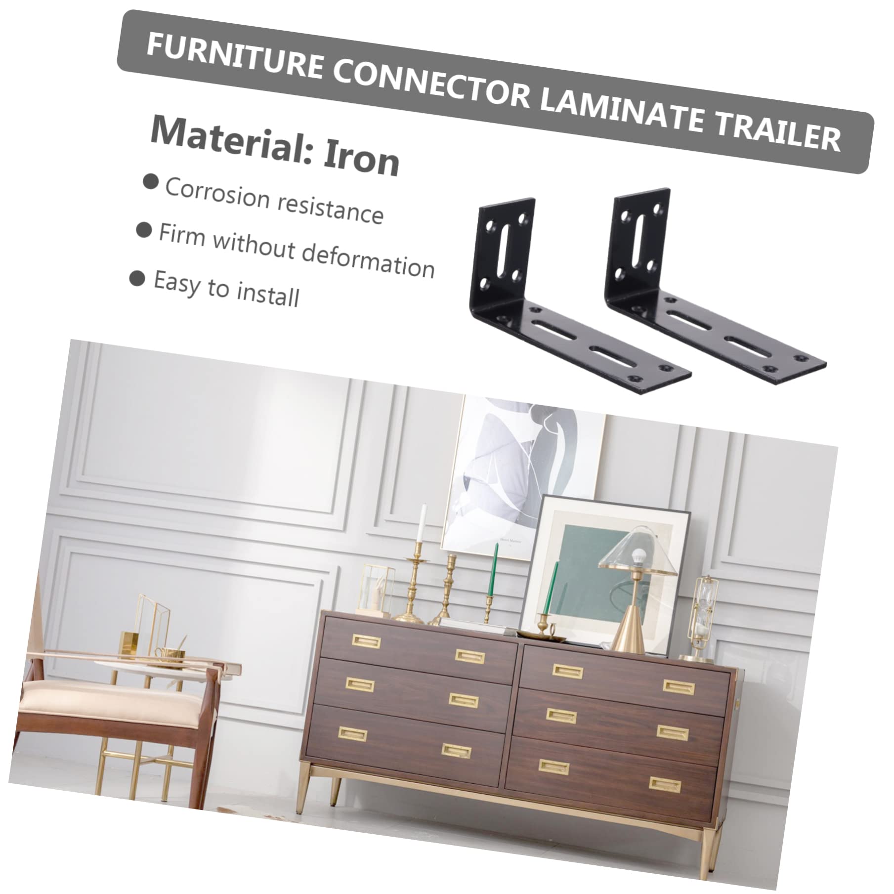 Staffa angolare 4 pezzi Staffe in metallo Xxmm Angolare ad angolo L Armadietto galleggiante in legno Supporto Grado a forma di L Scaffale Libreria Angolo Nero L Giunto a parete Staffa for desktop ( Co