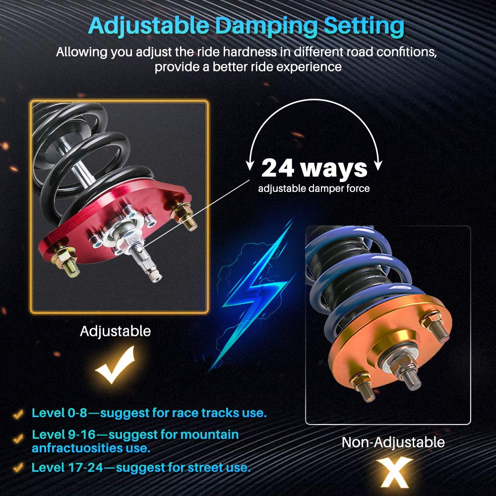 maXpeedingrods Sospensione filettata per Prelude Coupe 1992-2001 Ammortizzazione regolabile