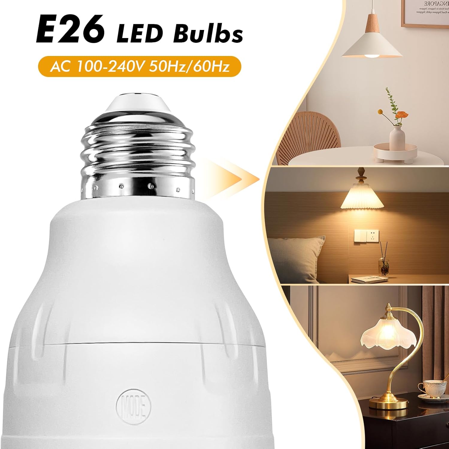 Idealife E26 Rechargeable Light Bulbs, Magnetic Lamp, 450LM Dimmable Detachable LED Bulb with Remote and 3 Color, Wireless Puck Light Bulb for Home Bedroom