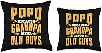 Vista 3 de Popo Because Grandpa is for Old Guys Grandpa Gifts Popo Old Guys Father's Day Grandpa - Almohada de 16 x 16 pulgadas, multicolor