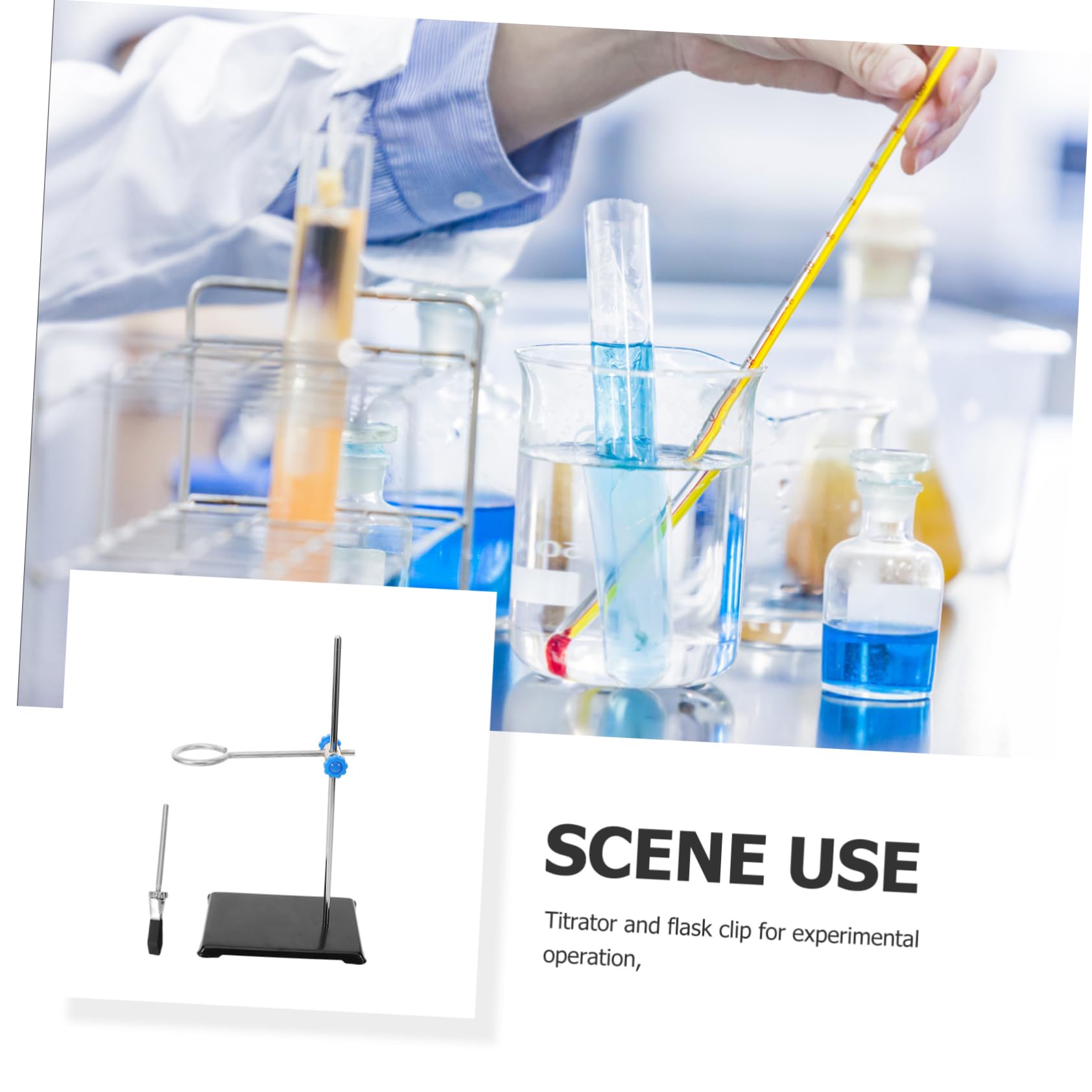 Hohopeti Support de Laboratoire et Pratique Rangement Pince pour Fiole en Fer Noir Facile à Démonter pour Verrerie et Matériel de Laboratoire