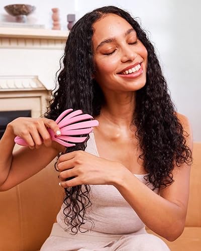 Miniatura 14 de Wet Brush Go Green Curl Detangler Hair Brush, Pale Pink, Ultra-Soft IntelliFlex Detangling Bristles Glide Through Tangles with Ease, Great For Negro