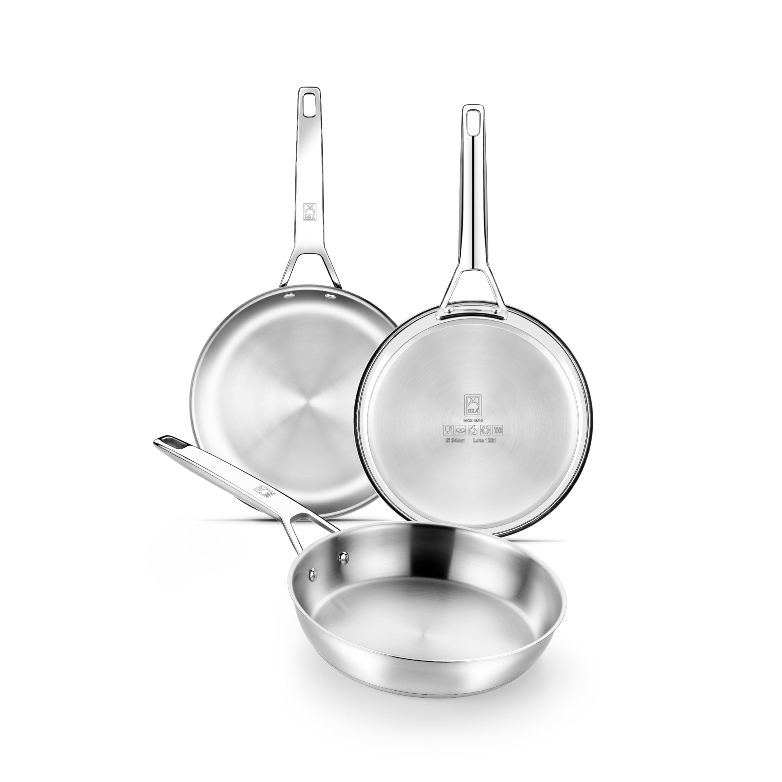 BRA Signature Set 3 Sartenes 20-24-26, Acero Inox 18/10 Profesional Sin Antiadherente, Triple Fondo Difusor Apto Todo Tipo De Cocinas E Inducción, Acabado Pulido — view 10