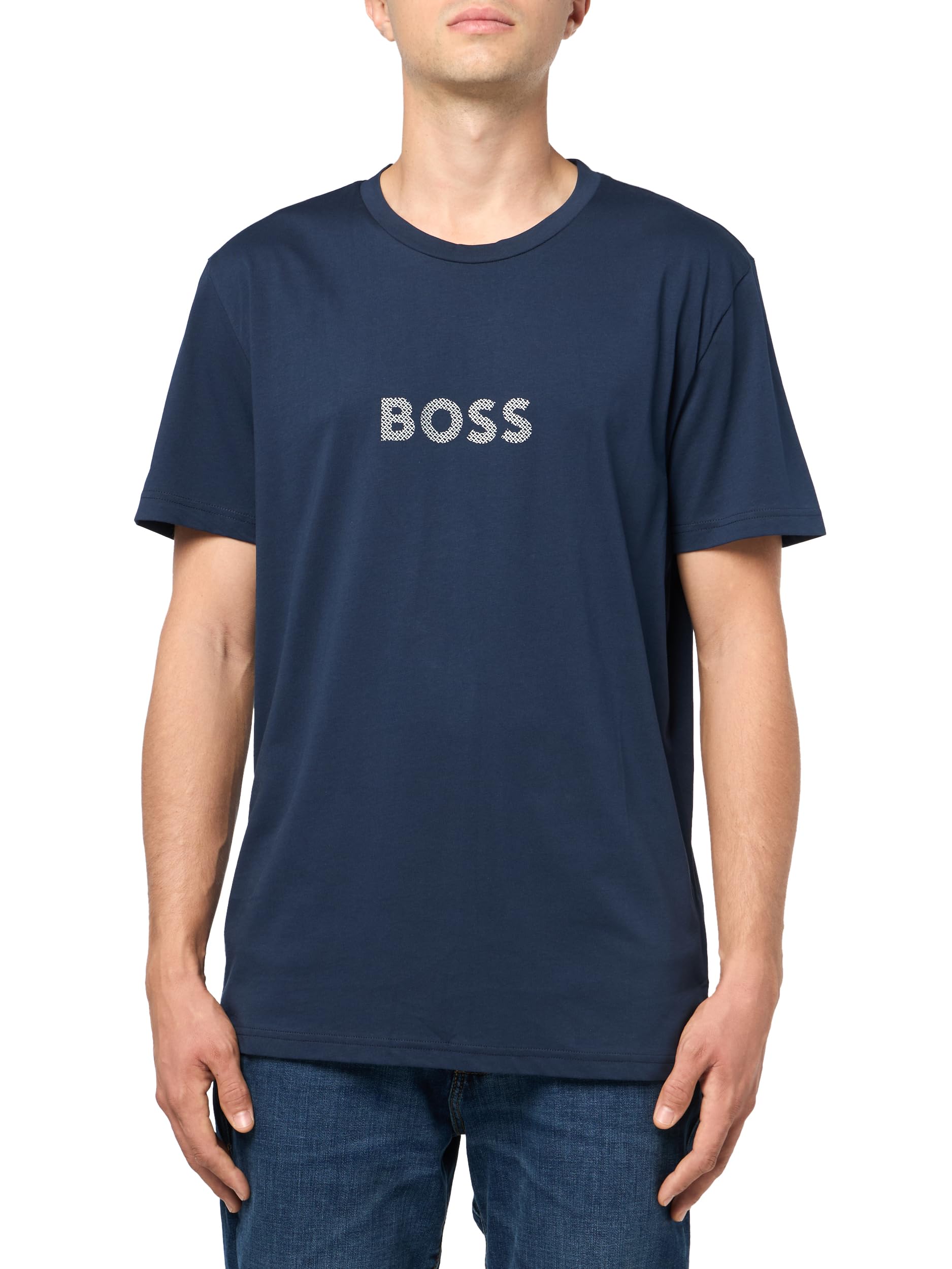 BOSS T-Shirt RN Slim Fit with Sun Protection Small Space Cadet Blue