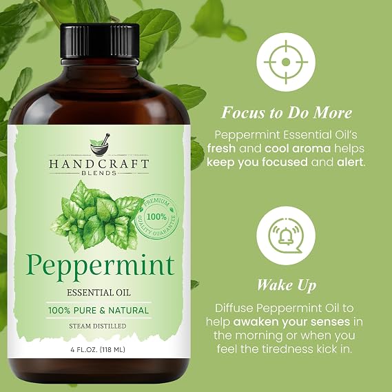 Handcraft Blends Clear & Fresh Set: Peppermint and Eucalyptus Essential Oils (2 x 4 Fl Oz) 100% Pure & Natural for Diffuser, Aromatherapy, and DIY Projects