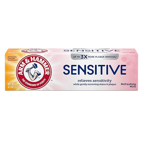 Arm & Hammer Pasta de dientes sensible, menta refrescante, alivia la sensibilidad, 4.5 onzas (paquete de 12)