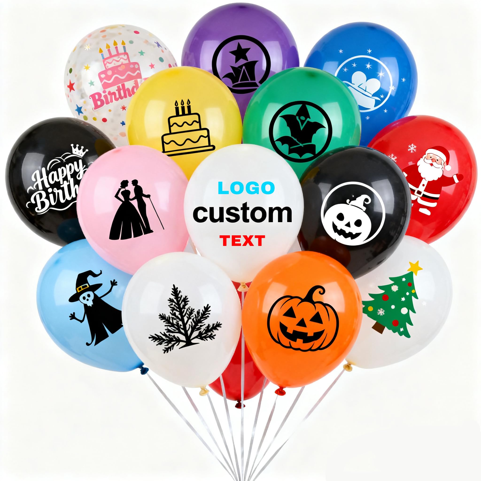Personalised Balloons with Logo/Text, 100/200/500 Pcs Custom Latex Helium Balloons for Birthday Party Decoration Wedding Anniversary (100)