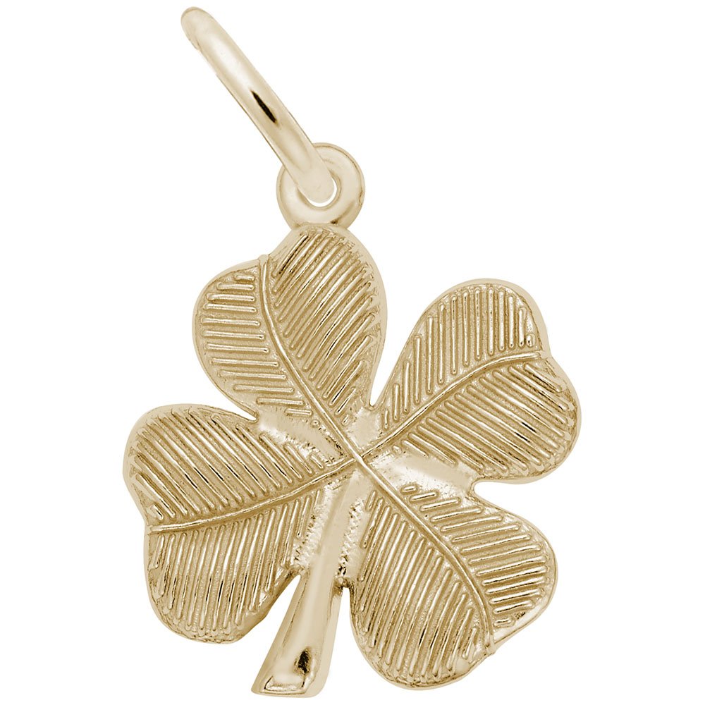 10k Yellow Gold 4 Leaf Clover Charm, Charms for Bracelets and Necklaces
