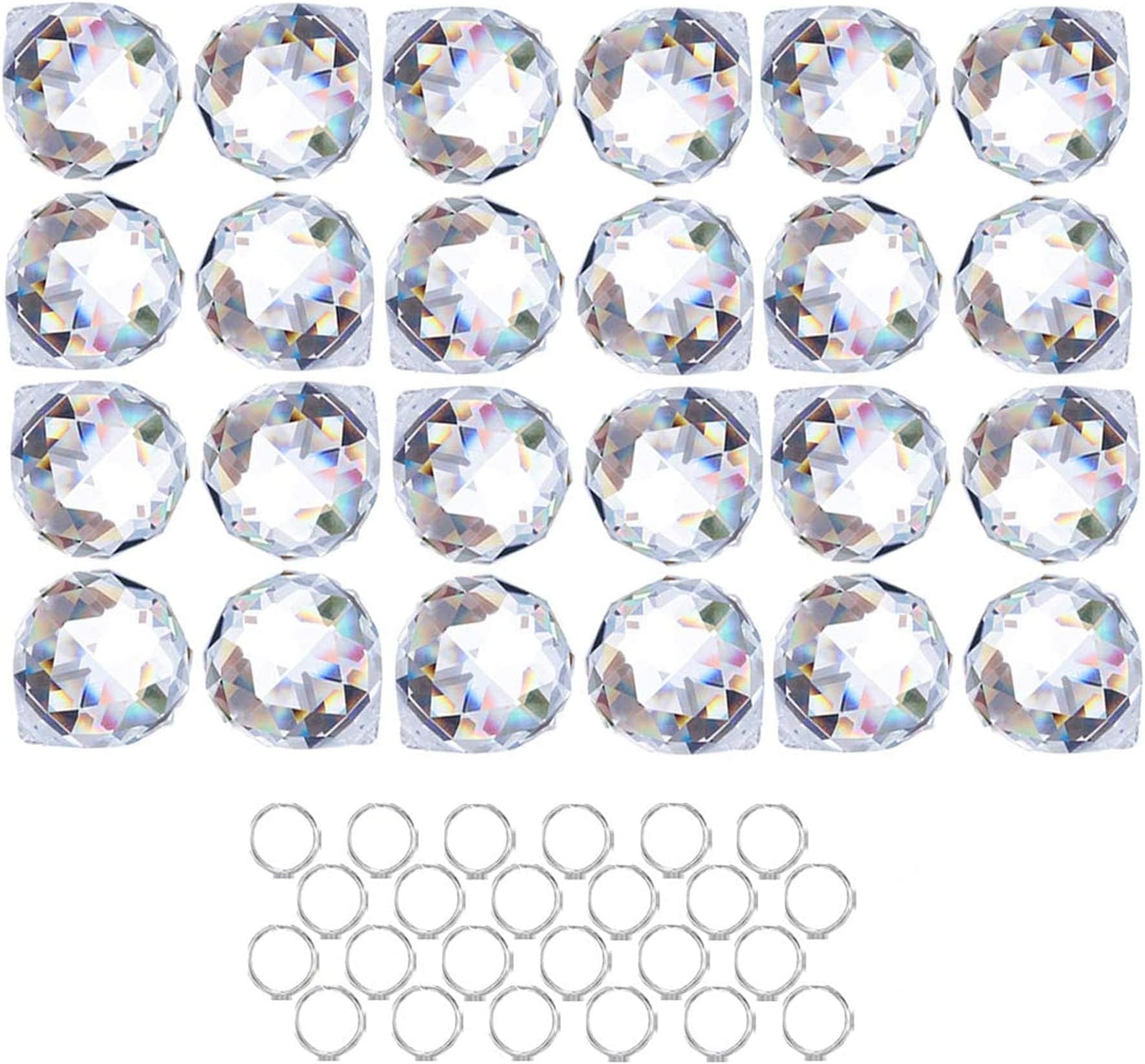 HDCRYSTALGIFTS Crystalsuncatcher 24pcs Clear Crystal Ball Prism Suncatcher Rainbow Pendants Maker, Hanging Crystals Prisms for Windows,20mm