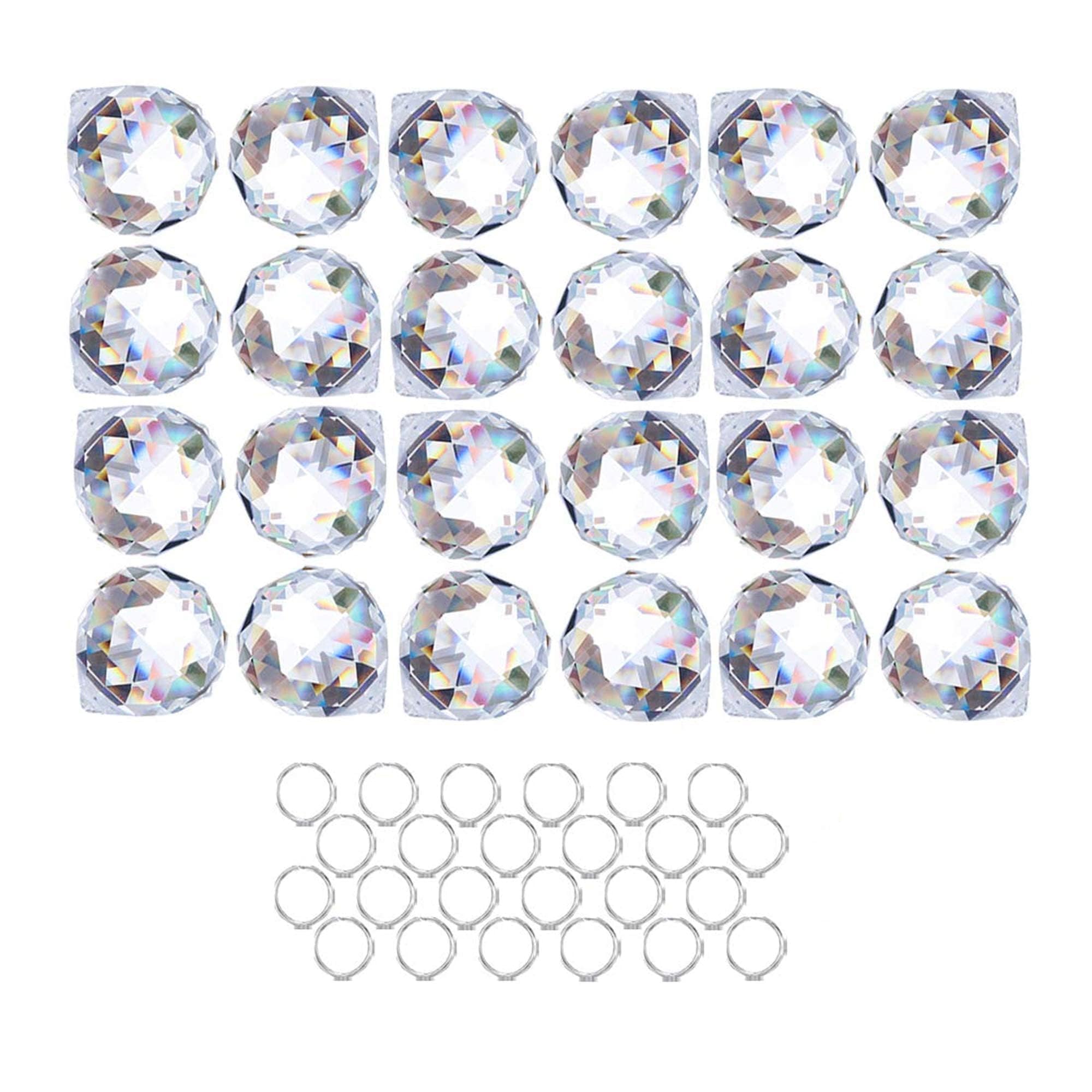 Hdcrystalgifts Clear Crystalsuncatcher 24Pcs Crystal Ball Prism Suncatcher Rainbow Pendants Maker, Hanging Crystals Prisms For Windows,20Mm