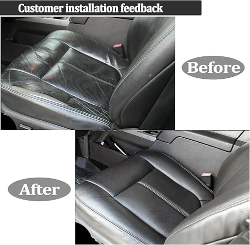 Miniatura 2 de GXARTS Funda de repuesto perforada para asiento del lado del conductor, color negro, compatible con Ford F150 Lariat 2009 2010 2011 2012 2013 2014