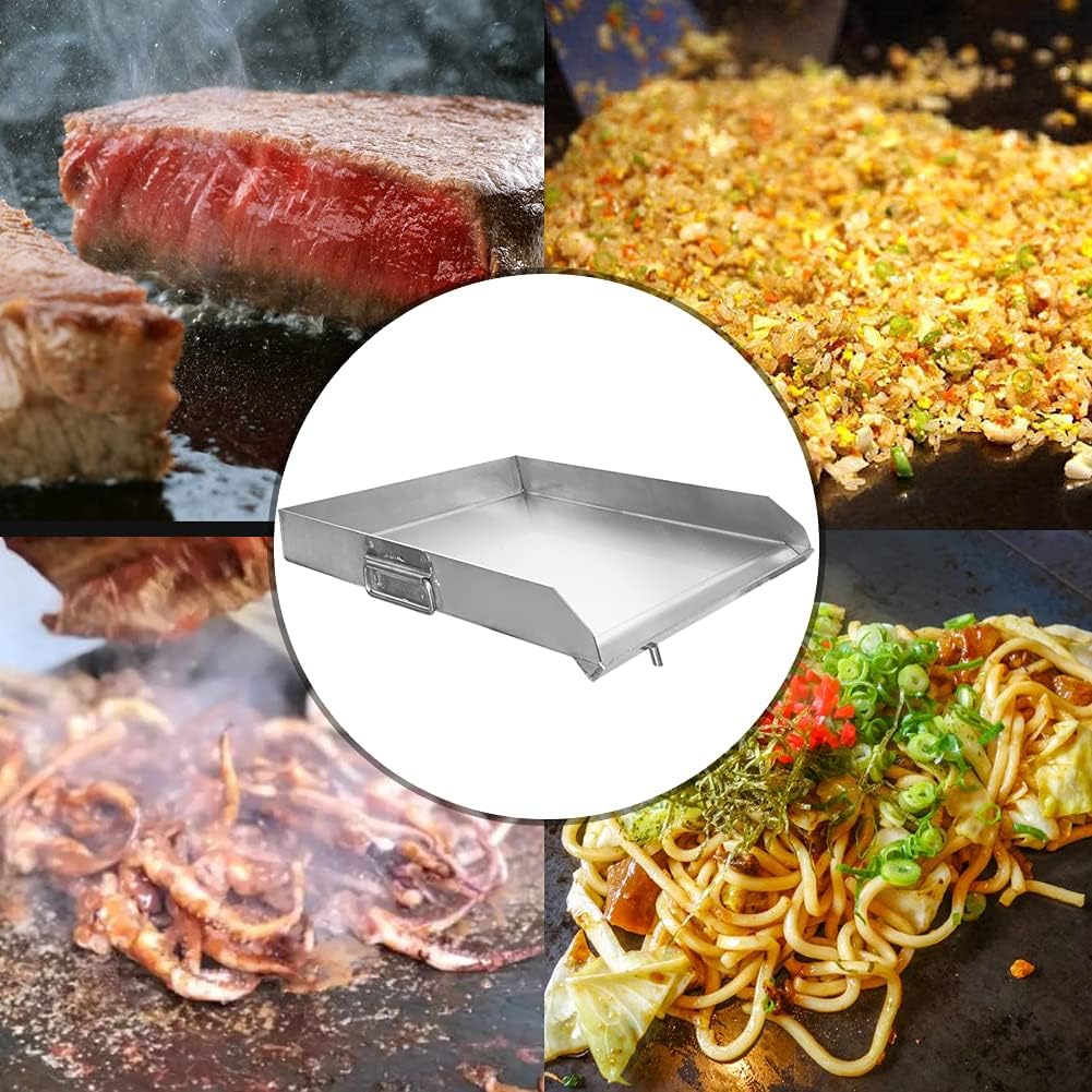 Minneer Flat Top Griddle 32" x 18" 100% Plancha Comal BBQ Tray with Even Heat Cross Bracing and Integral Handles Flat Top Griddle for Charcoal/Gas Grills, Camping, Tailgating, and Parties : Patio, Lawn & Garden
