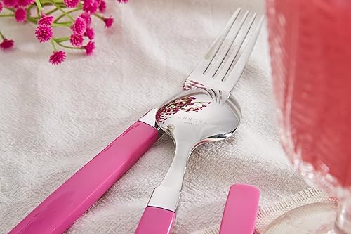 Miniatura 4 de ANNOVA Juego de cubiertos coloridos de acero inoxidable, utensilios de cocina, incluye cuchillos, tenedores, cucharas, tenedores de ensalada y