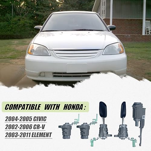 Miniatura 4 de Lqito El juego de cilindros de bloqueo completo para automóvil incluye cilindro de interruptor de encendido, 4 cilindros de cerradura de puerta, 2