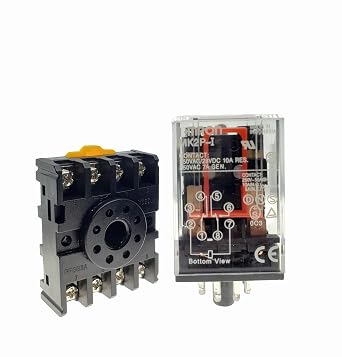 MK2P-I AC 110V Coil 8 Pin 2NO 2NC DPDT Power Relay & Plug-in Terminal Socket Base AC 110V Electromagnetic Relay MK2P-I