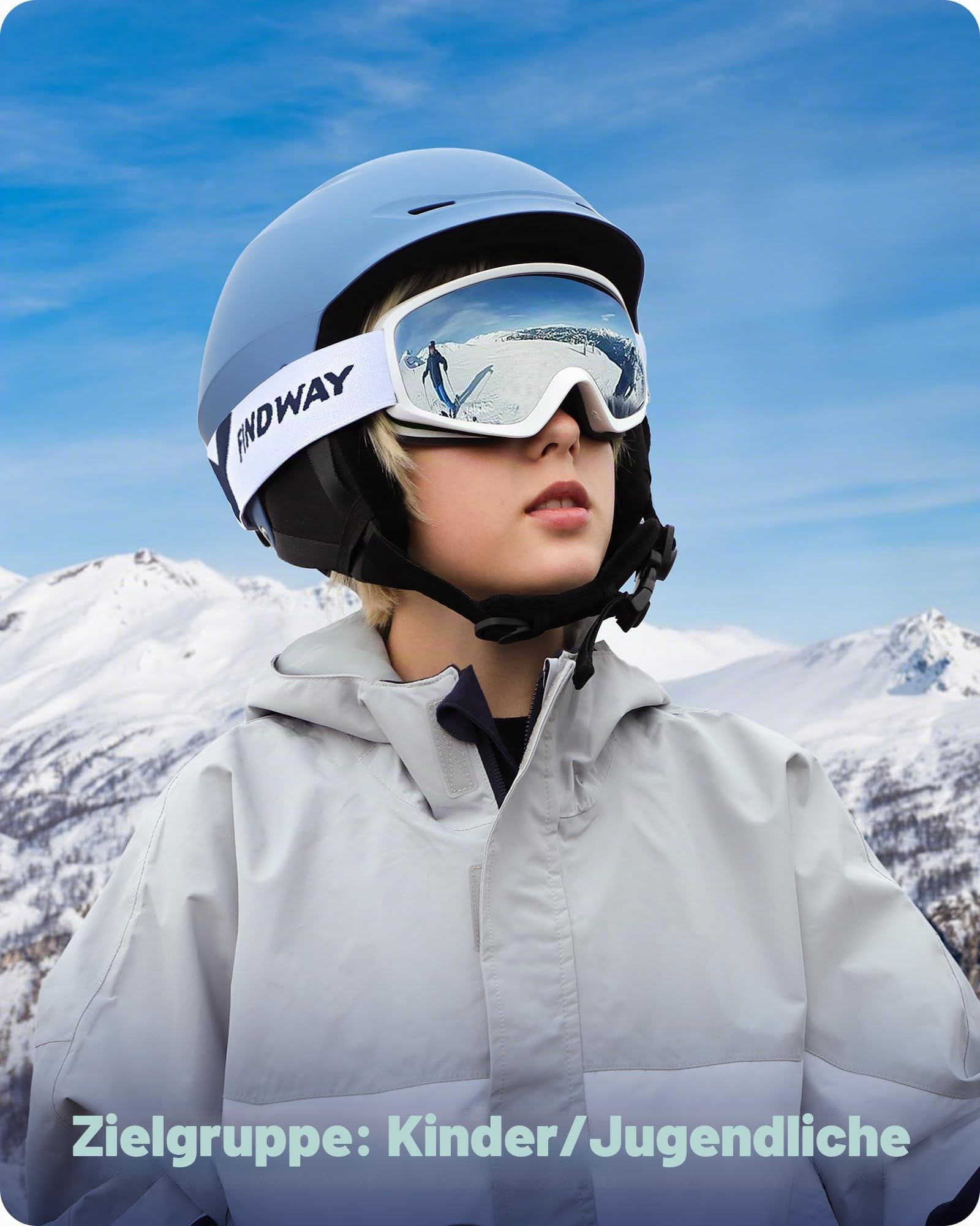 Findway Skibrille Kinder,Ski Snowboard Brille Brillenträger Snowboardbrille Schneebrille Verspiegelt für Junior Jungen Mädchen Teenager 5-16 Jahre - OTG 100% Anti-UV Anti-Fog
