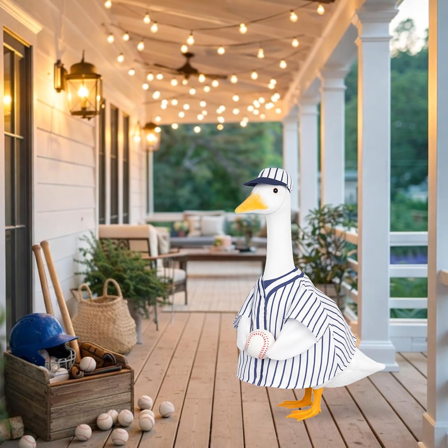 Porch Goose Outfit 23" Baseball Goose Costume for Plastic Cement Goose Statue Outdoo Garden Yard Patio Lawn Decor