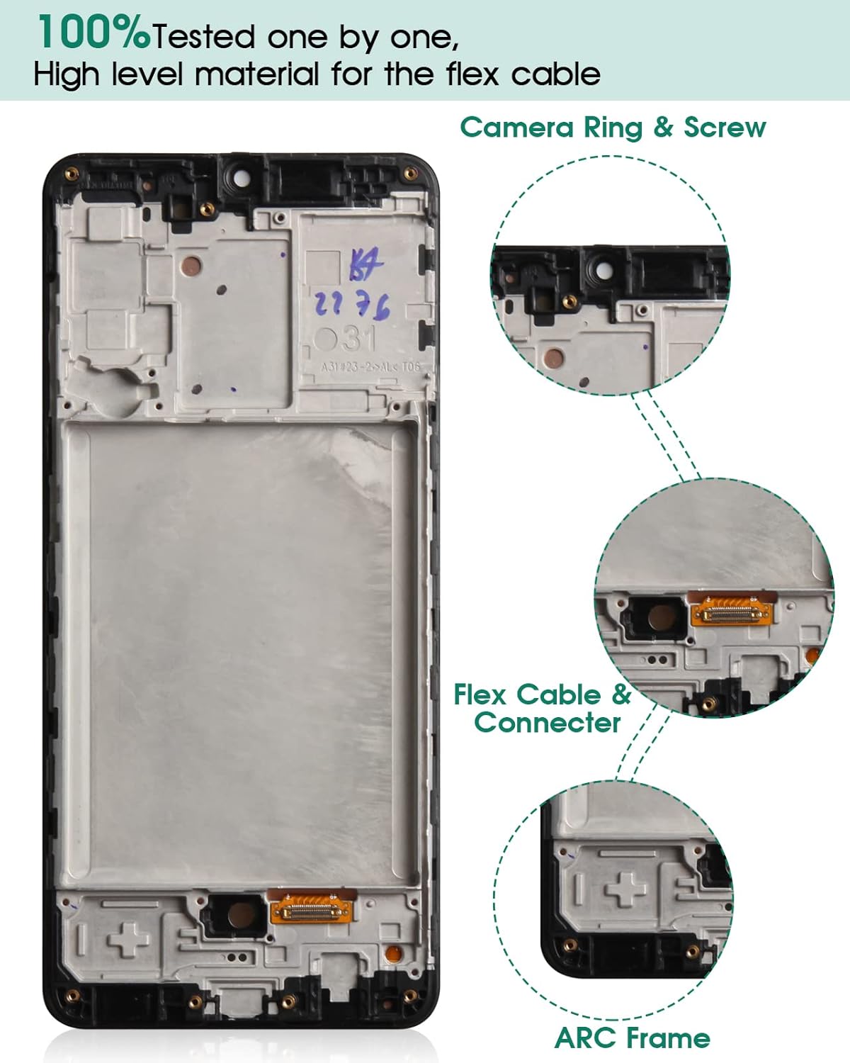 OLED Screen Replacement for Samsung A31 A315 SM-A315F SM-A315F/DS A315G 6.4" LCD Display Touch Screen Digitizer Frame Assembly Black(with Fingerprint)