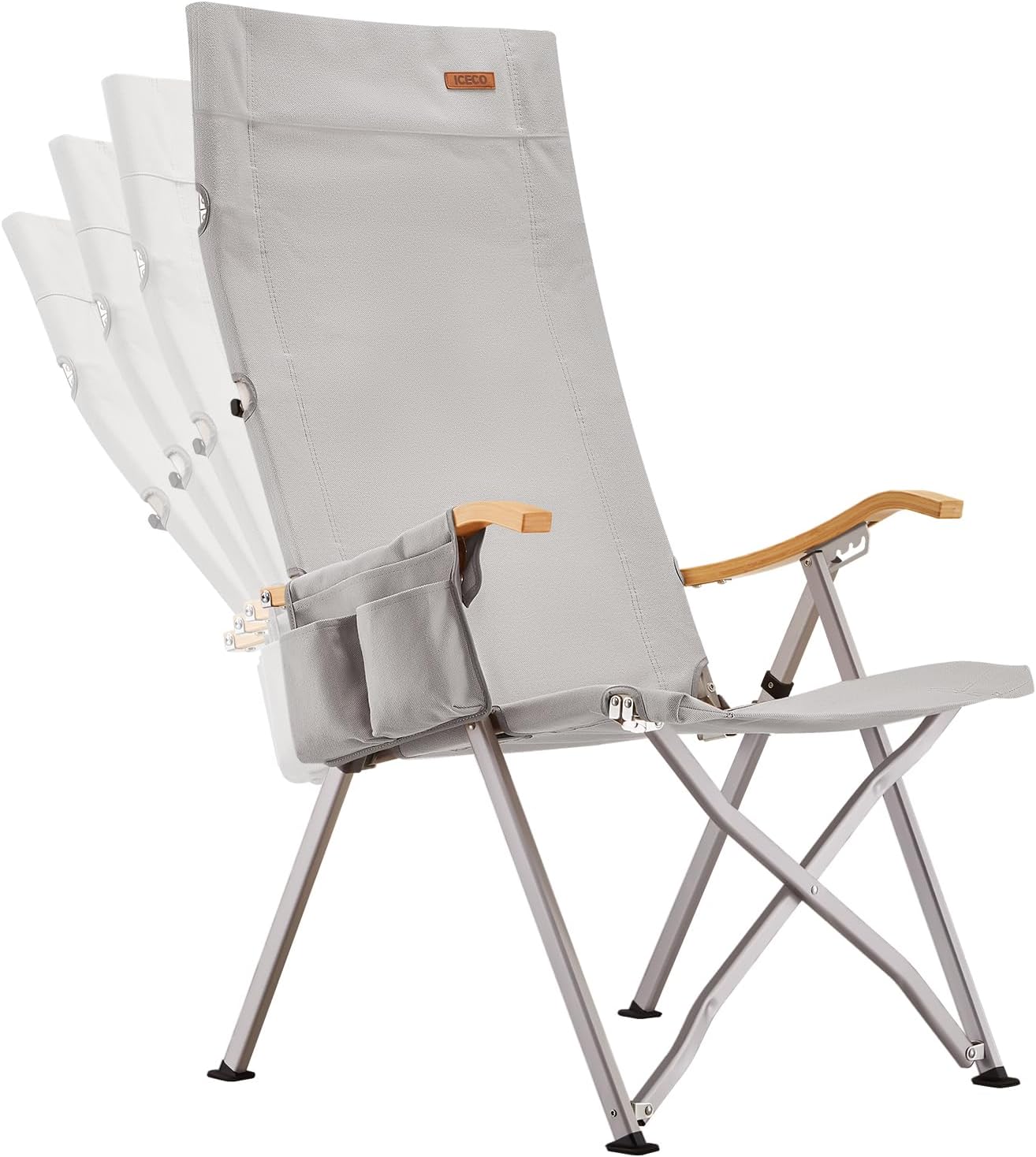 Adjustable Camping Chairs for Adults, Foldable High Back Camping Chair, Portable Folding Chairs for Outside, Reclining Outdoor Chair with Storage Bag, 400LBS, 10 Years Warranty