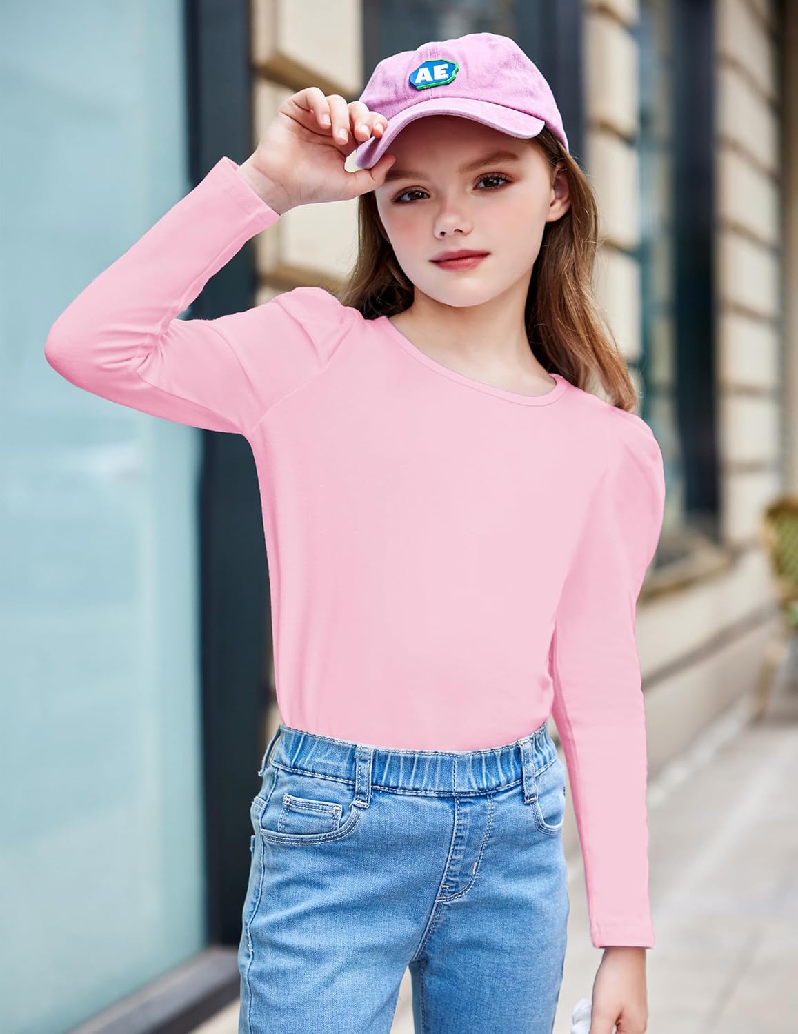 Arshiner Girls Shirts Puff Long Sleeve Shirts Casual Crewneck Tops Tunic Blouse - Image 2