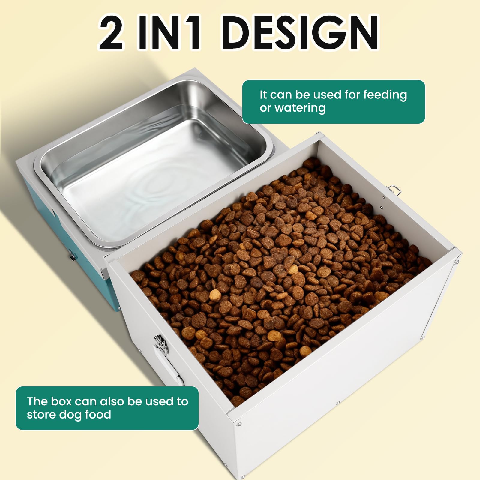 Comederos Elevados para Perros, Comedero Elevado de 38Cm de Altura para Perros Grandes, Recipiente HerméTico para Almacenar Comida para Mascotas con Una Capacidad de 21Kg para El Hogar o Los Viajes