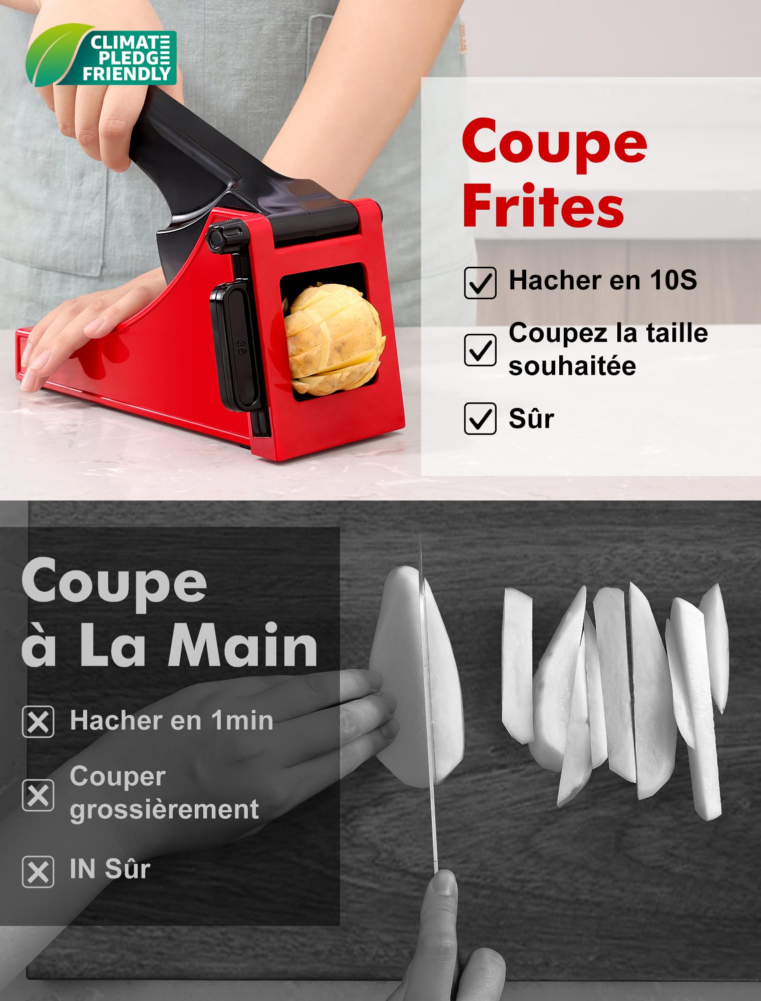 Geedel Coupe-Frites et légumes Manuel, Coupe-légumes Facile à Nettoyer pour la Cuisine, idéal pour Les légumes, Les Fruits, Les Carottes, Les concombres, etc.