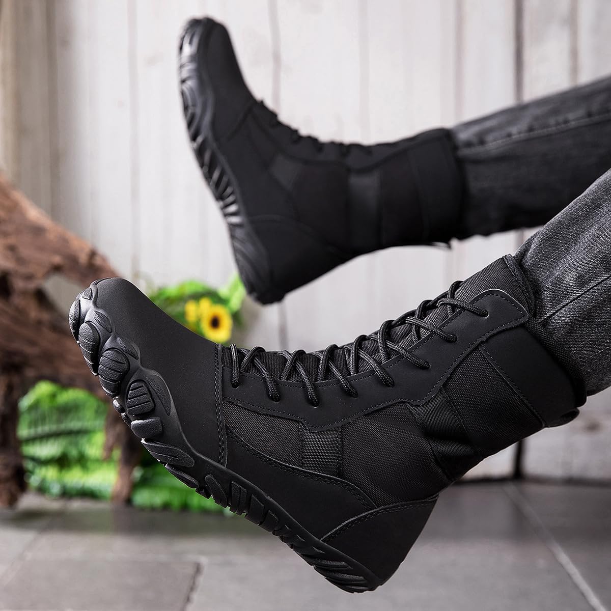 Men's Winter Boots Five Finger Shoes Wide Toe Rubber Boots Tactical Combat Boots High Top Motorcycle Boots Hunting Boots Military Outdoor Work Boots