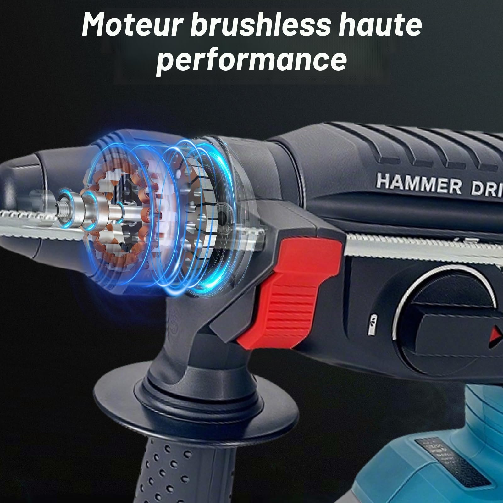 2,6 J Perforateur sans fil Compatible avec Makita 18V, Marteau Perforateur 1300W sans Balais, Perforateur Burineur avec Poignée Antichoc pour le Béton/Maçonnerie/Bois (Batterie non Incluse)
