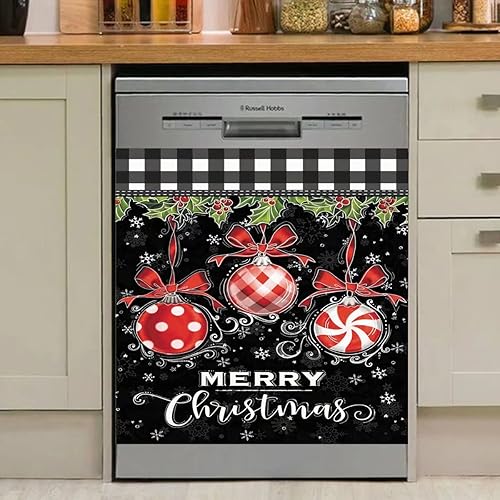 Miniatura 3 de Merry Christmas - Funda magnética para lavavajillas, decoración de Navidad, adorno de caramelo, copo de nieve, nevera, decoración de lazo magnético,