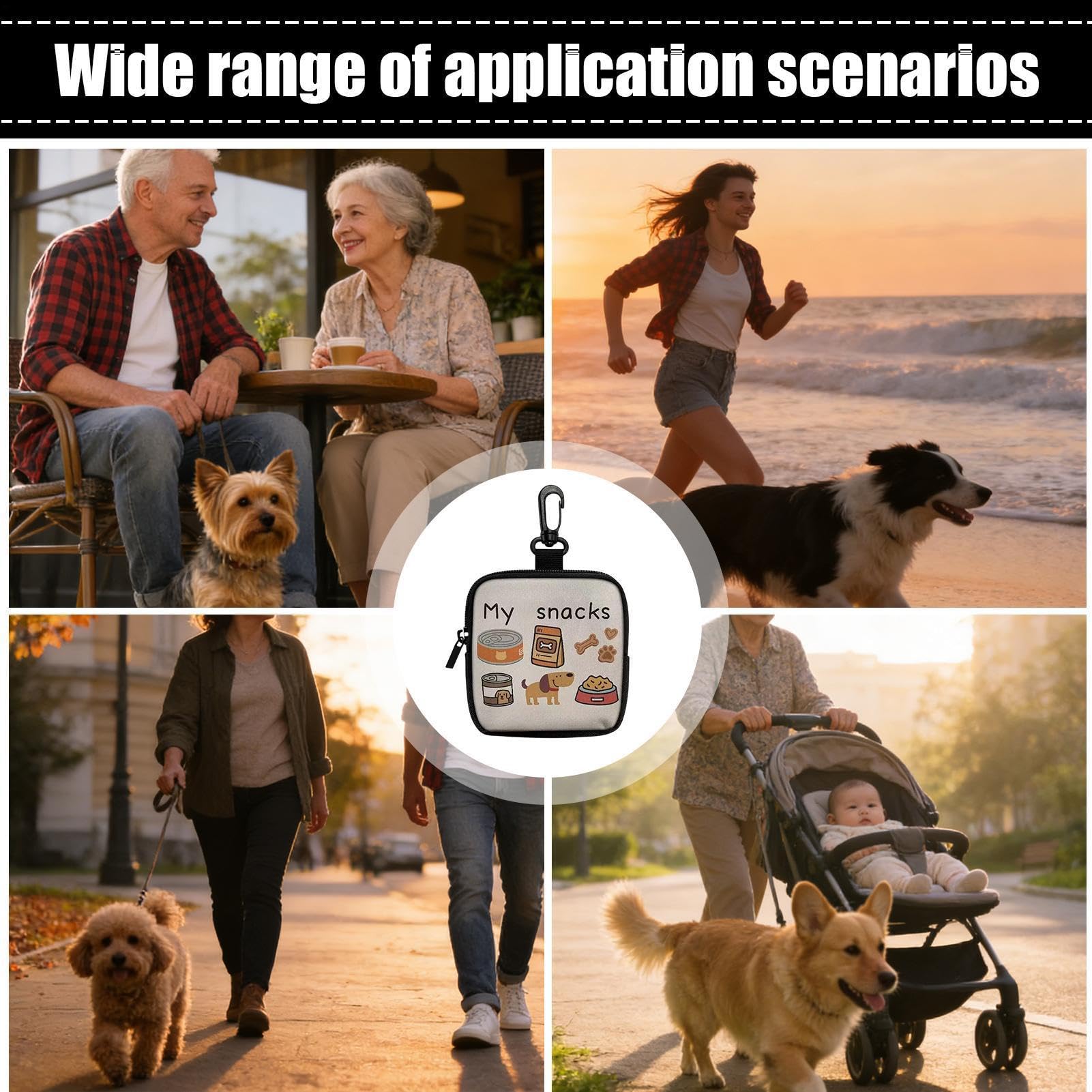 Generisch Borsa per snack per cani, portatile per dispenser di snack, compatta per addestramento degli animali domestici, accessorio portatile in silicone e nylon, porta ricompensa per