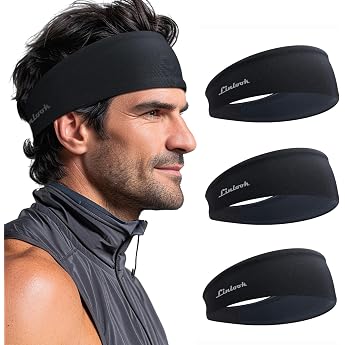 Sports Headbands for Men and Women Antibacterial Sweatband Forehead Elastic Non-Slip Hair Band for Jogging Running Fitness Yoga Cycling Basketball