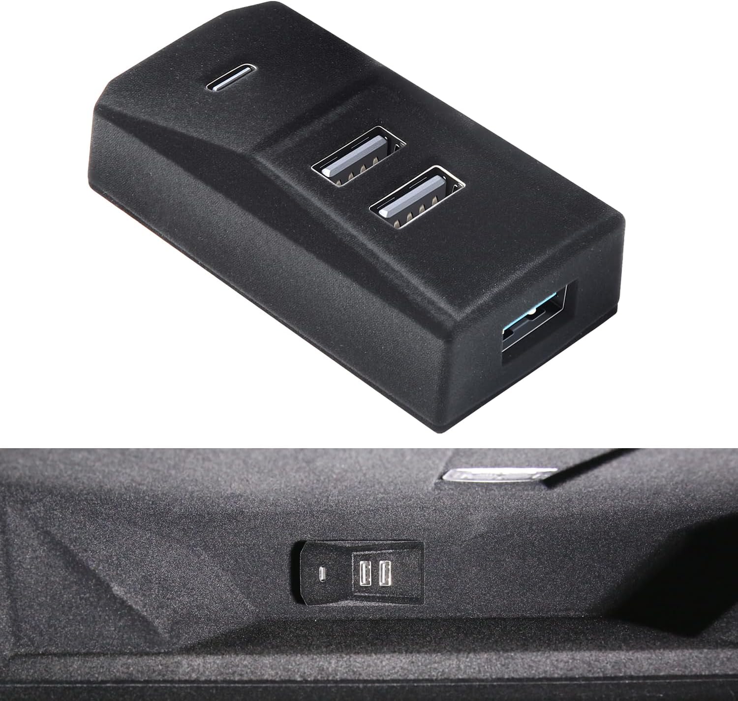 USB Hub for Tesla Glove Box – 4 Port Docking Station Model 3 Highland 2024 2025 Cybertruck, Model Y Juniper 2025 2026 Seamlessly Transfers Camera Images from