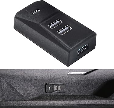 USB Hub for Tesla Glove Box 4-Port Docking Station Model Y Juniper 2025 2026 Model 3 Highland 2024 2025 2026 Cybertruck Seamlessly Transfer dashcam footage Flash-Drive Data, Games and Music