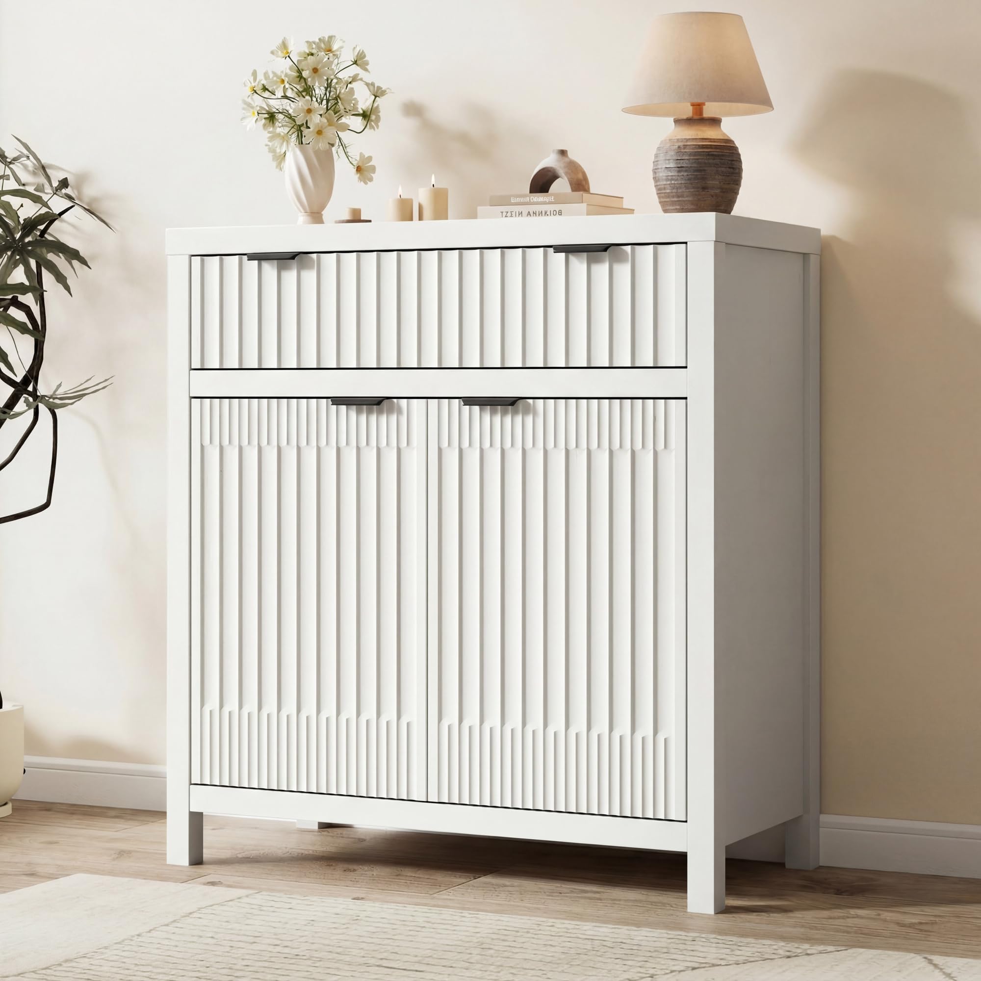 Fatmok Fluted Cabinet White