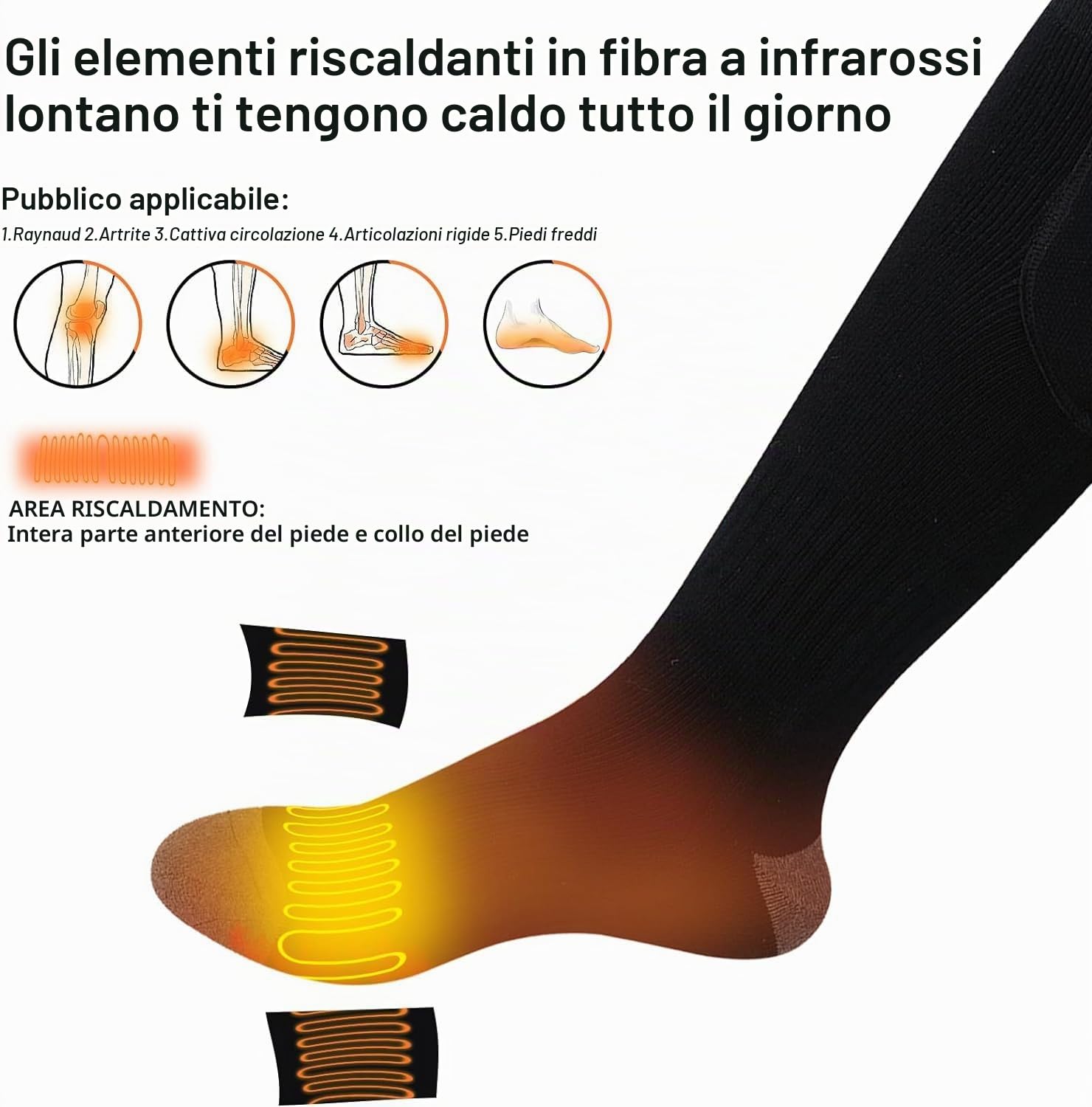 Calzini riscaldati, calzini riscaldati elettrici per uomini e donne, calze termiche isolate a batteria, calzini invernali per sport all'aria aperta