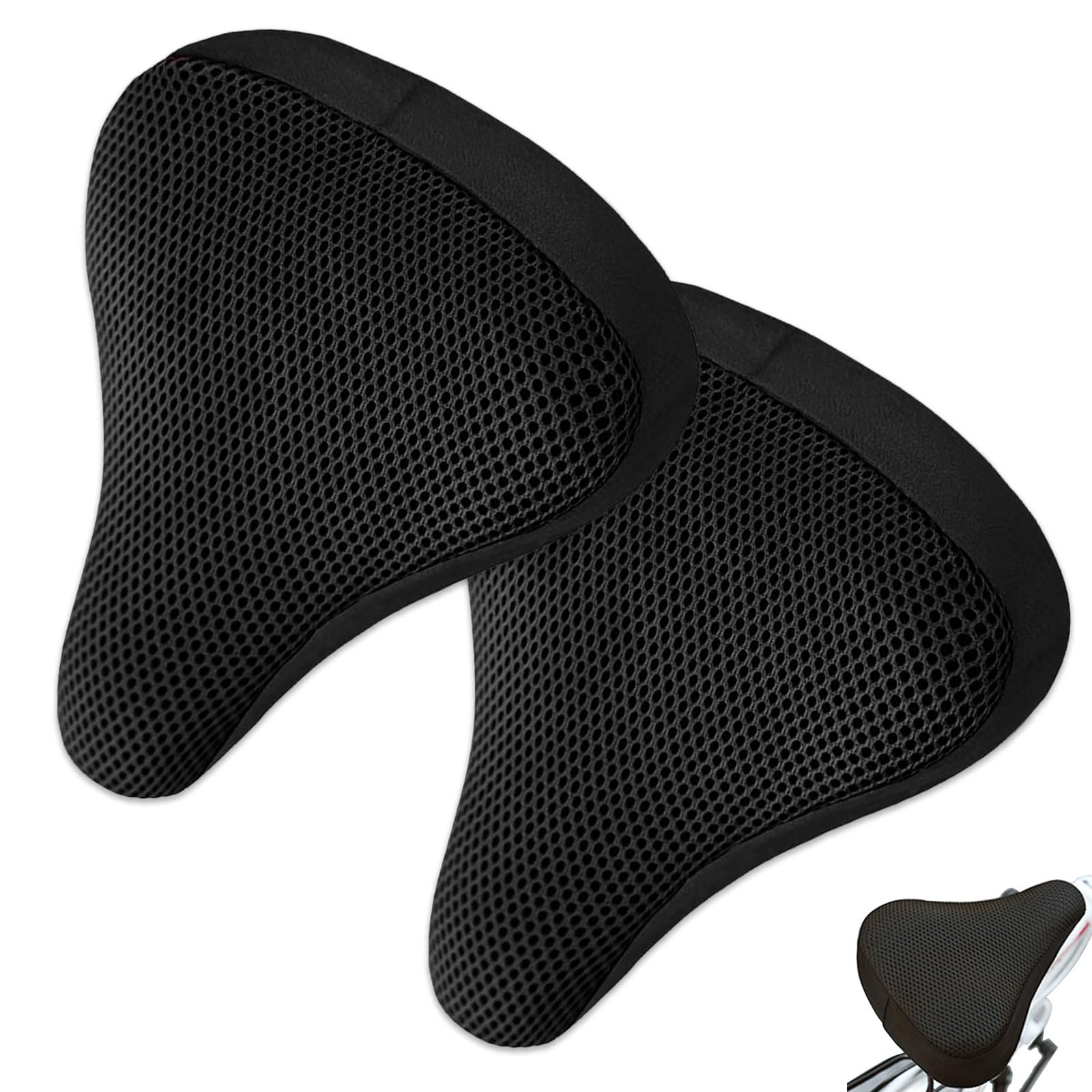 Funda de Sillín de Bicicleta, 2 piezas Funda Acolchada Transpirable Cómoda, Cojín de Bicicleta para Hombre y Mujer, Accesorios para Bicicletas, para Bicicletas de Carretera, Montaña y Ciudad, Negro