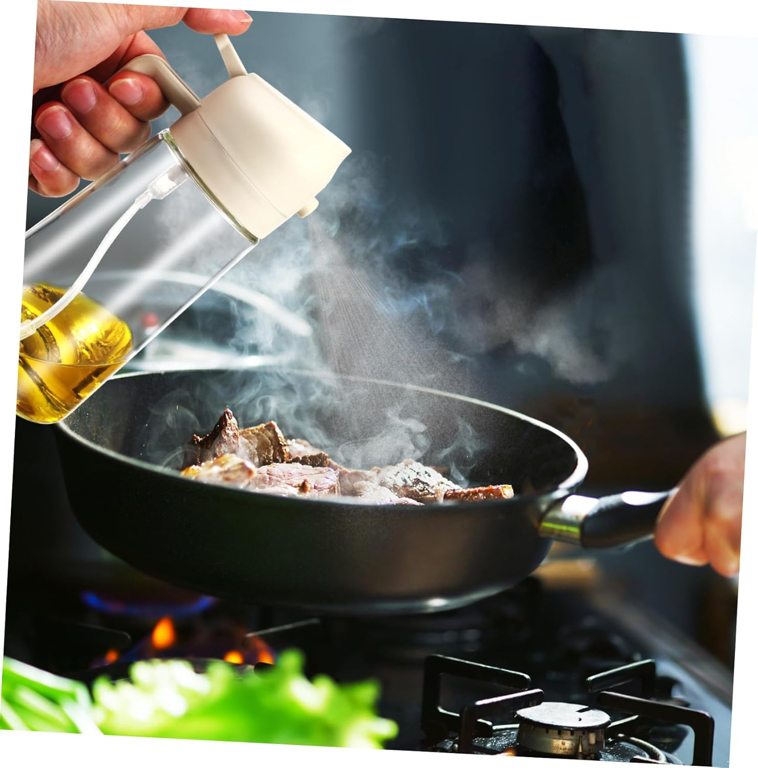 Olive Oil Dispenser Spray Function Glass Bottle for Precise Misting and Pouring Capacity for Cooking Salads and Marinades