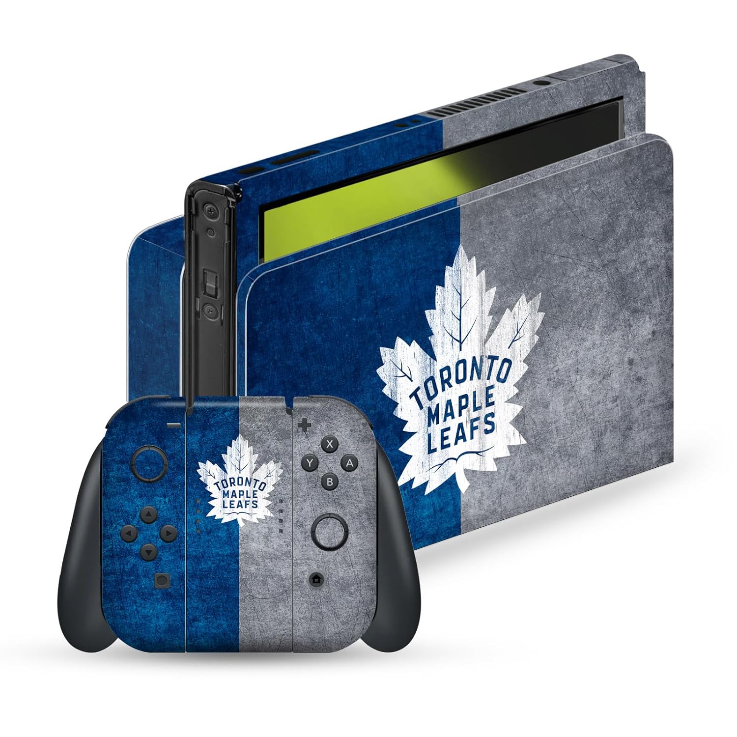 Head Case Designs Officially Licensed NHL Half Distressed Toronto Maple Leafs Vinyl Sticker Gaming Skin Decal Cover Compatible With Nintendo Switch OLED Bundle