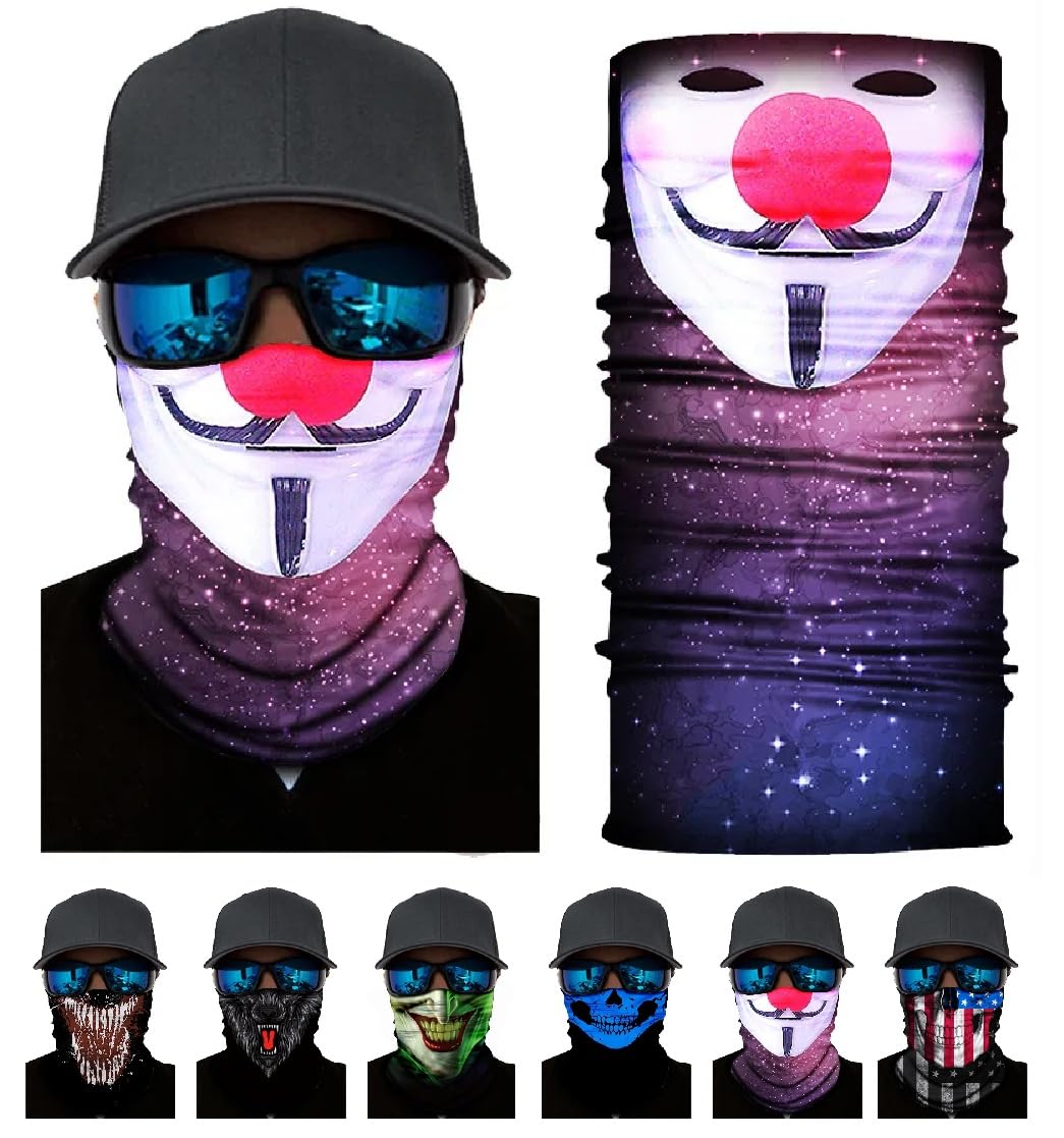 Headwear Bandana Snood Face Covering Neck Scarf Headscarf Men Windproof Neck Gaiter Scarf Tube Skull Character Mask (Snood, Design 8, One SIze)