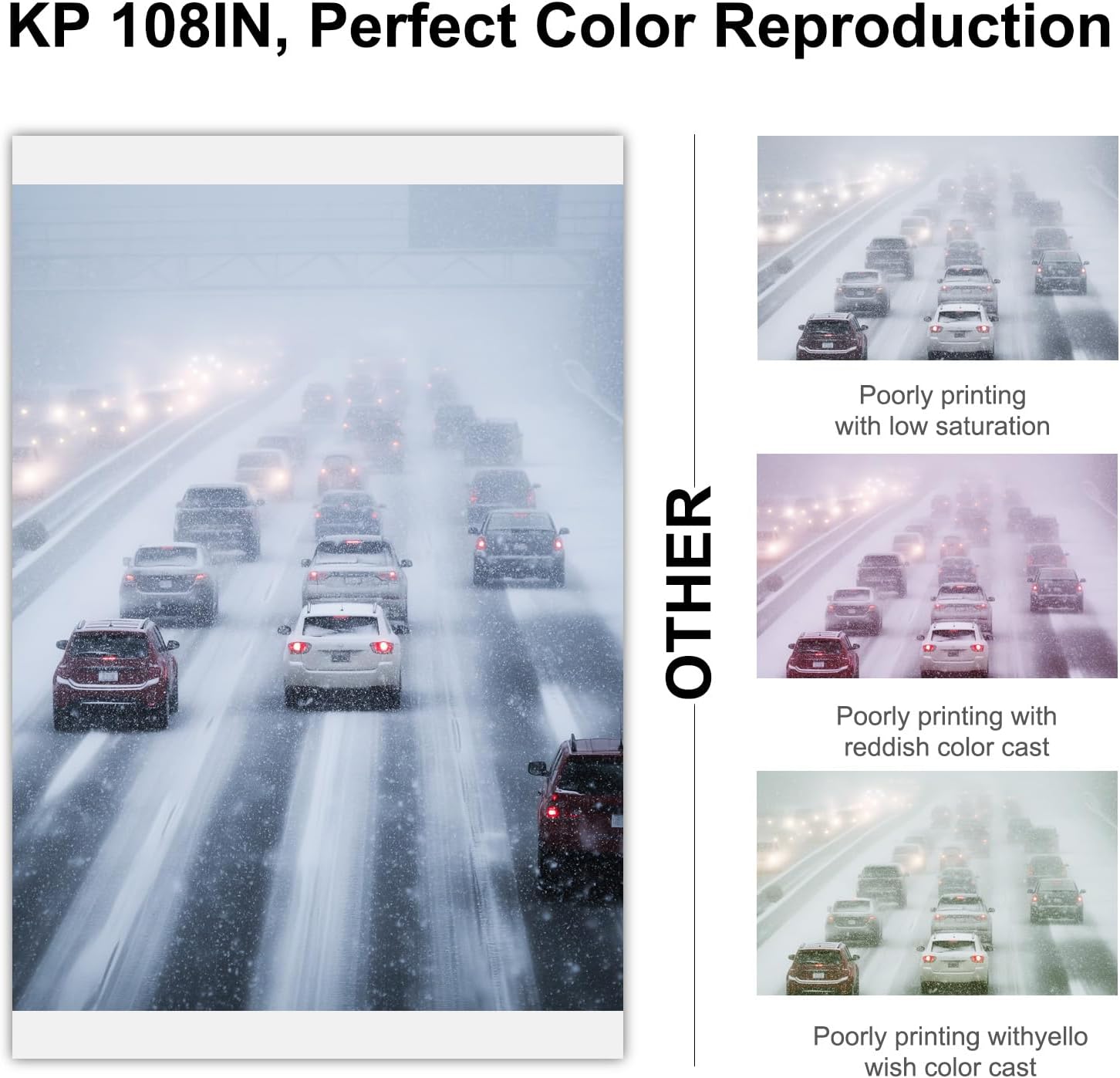 Compatible with Canon Selphy CP1500 CP1300 Ink and Paper, 4x6 Inch KP-108IN KP108 for Selphy CP1500 CP1300 CP1200 CP1000 CP910 CP900 CP810, 100mm x148 mm (3 Ink +108 Sheets Photo Paper)