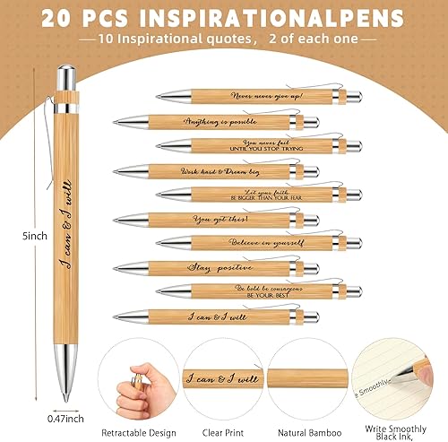Miniatura 4 de Resurhang 20 juegos de regalo de graduación, cuaderno inspirador en espiral a granel con bolígrafos motivacionales de bambú, bloc de notas