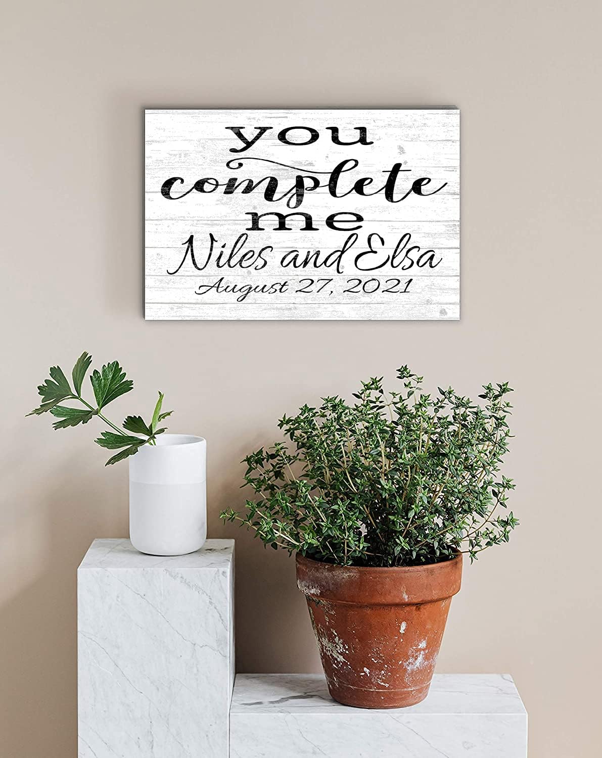 You Complete Me Sign Anniversary or Wedding Gift for Couple Husband or Wife 16.5in x 10.5in