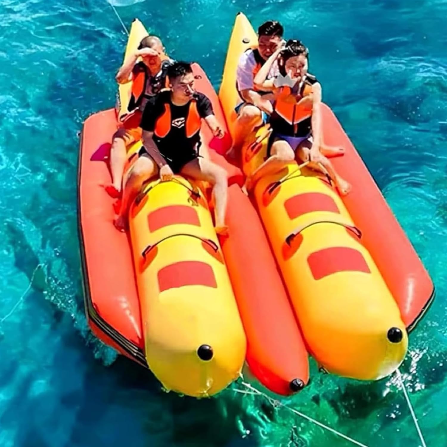 8 People,Inflatable Water Banana Boat, Surf Raft Tow Tube, Inflatable Water Raft, 8 Adult Inflatable Kayak Water Skiing and Surfing Equipment