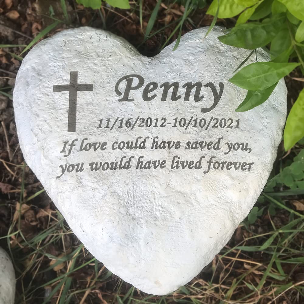 CUDMORERBE Pietra da giardino commemorativa per animali domestici, pietra da giardino personalizzata per cani o gatti, regali per la perdita di animali domestici, sia testo che modello possono essere
