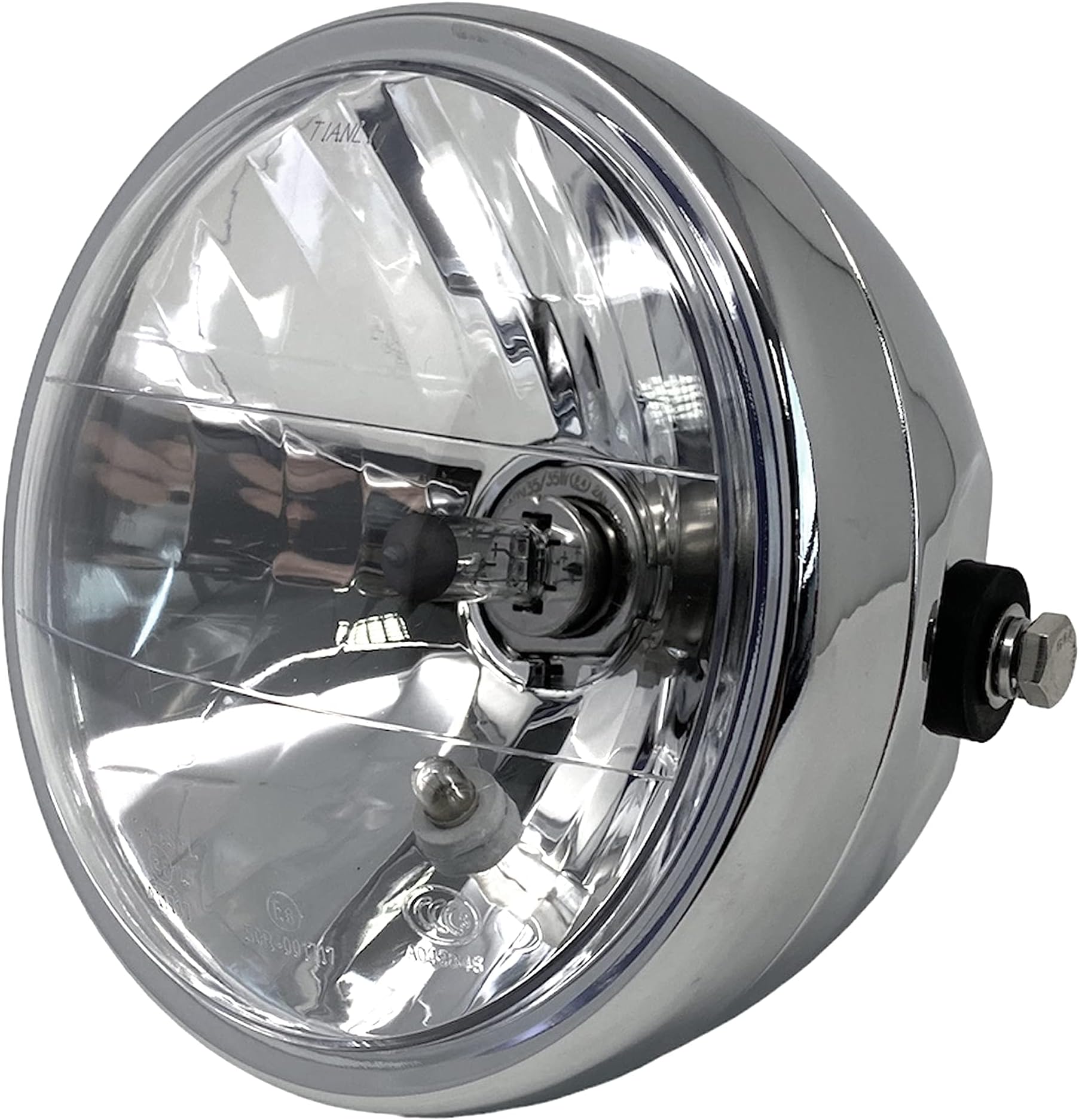 Dock66 Motorcycle Parts 4" Scheinwerfer Salt Flat Pumper Visor Grooved Chrom ECE Für Chopper, Bobber, Tracker, Custombike