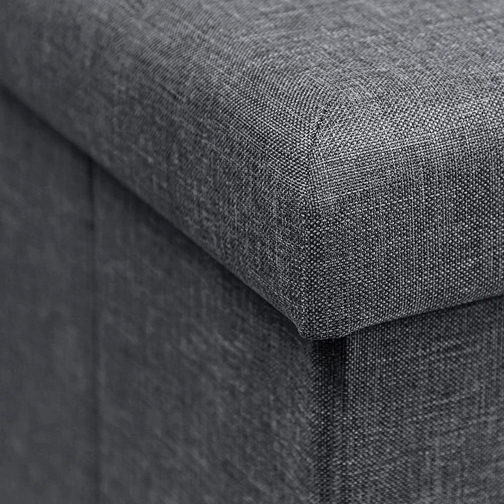 Zedelmaier Sitzbank mit Stauraum, Sitzhocker Faltbar Sitztruhe belastbar bis 300 kg, Deckel klappbar, klappbare Sitztruhe für Wohnzimmer, Flur, Schlafzimmer, 114x38x38 cm, Dunkelgrau