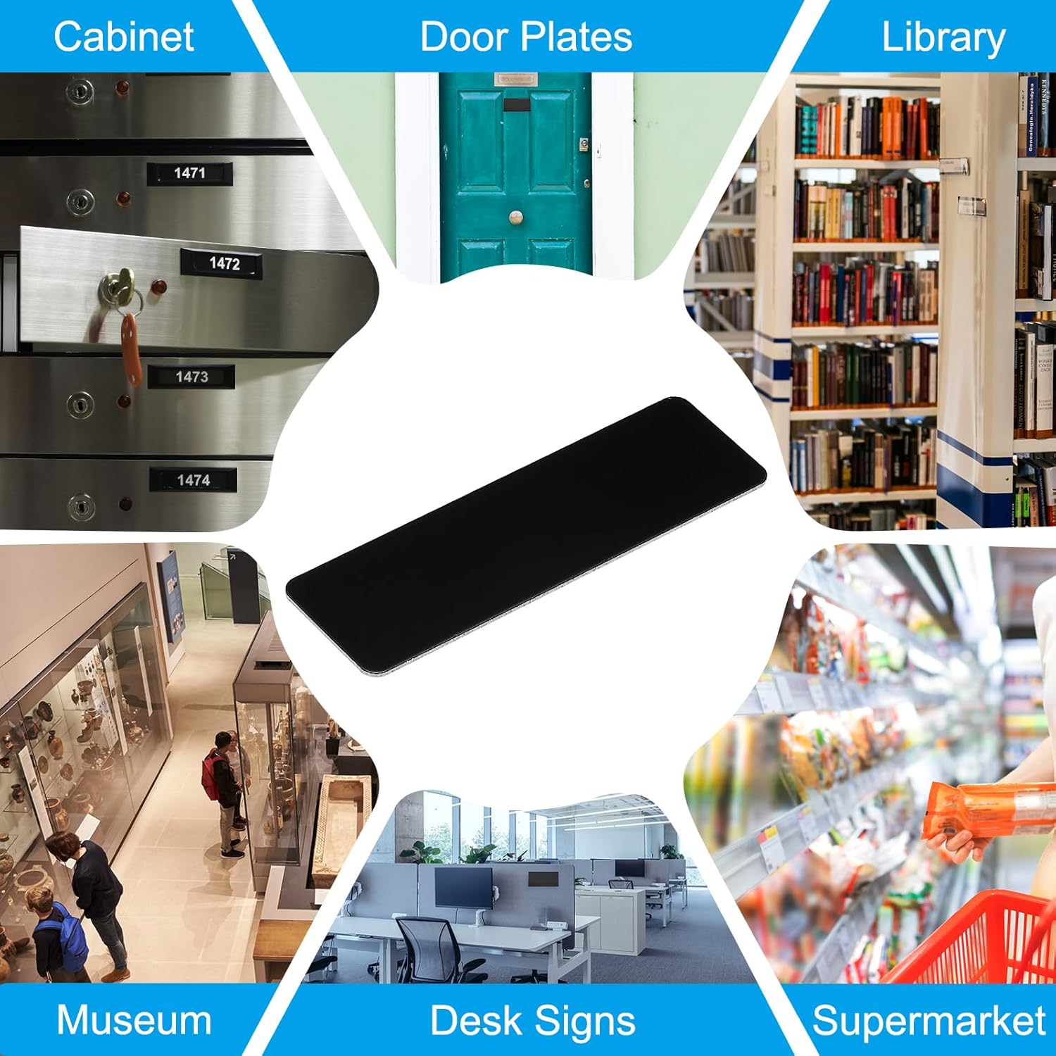 PATIKIL 3x1 Inch Anodized Aluminum Sheet Metal, 6 Pack Laser Plates Engraving Blanks 1MM Thin for Crafting DIY House, Black